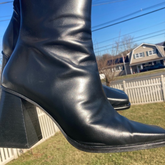 COPY - Alohas Vegan Leather Square Toe Block Heel Boots Black Size 8 US M/ 41 EU - Picture 2 of 8
